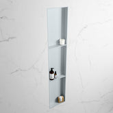 MONDIAZ EASY Nis 149,5x29,5cm in solid surface kleur Clay | Clay. 3 vakken  geschikt voor in- of opbouw